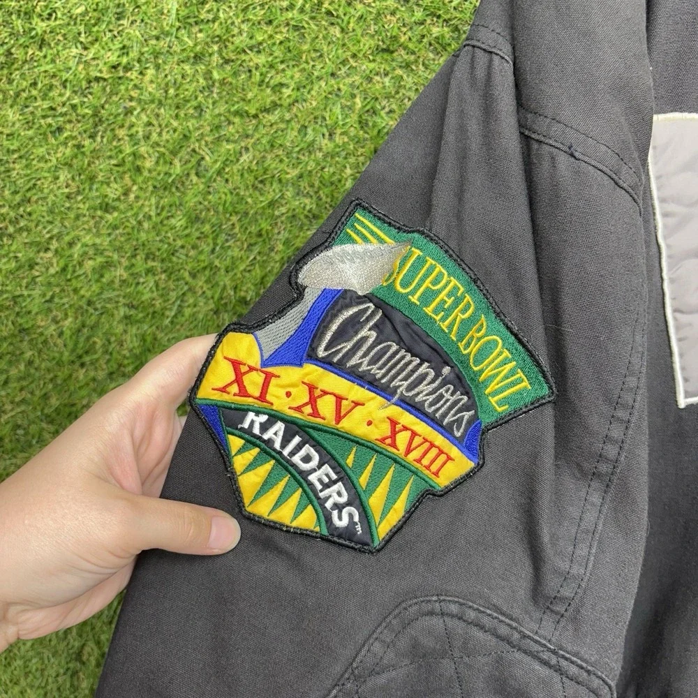 Vintage Las Vegas Raiders Jacket Mens XL Black Gray NFL Football Mirage 90s Coat